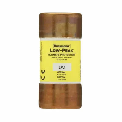 Eaton Bussmann series LPJ fuse, Low-peak fuse, 60 A, Dual, Class J, Non-indicating, Ferrule end x ferrule end, Time delay,Current-limiting, 10 sec at 500%, 100 kAIC Vdc,300 kAIC at...