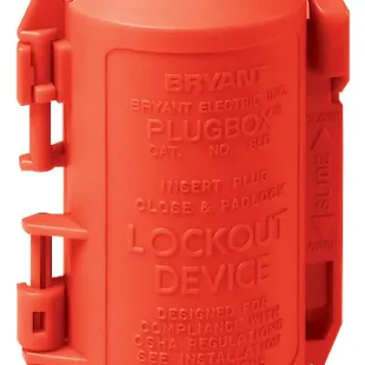 Straight Blade Devices, Plugbox Devices, Accessories, Red polypropylene Medium Lockout Device, Red
