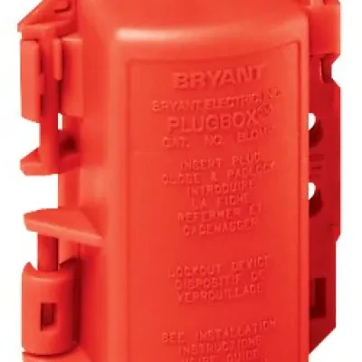 Straight Blade Devices, Plugbox Devices, Accessories, Red polypropylene Small Lockout Device, Red