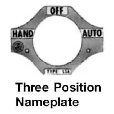 Selector Switch Name Plate, Legend Hand Off Remote, Legend Color Black, Background Color Gray, Used On Contender Series Three Position Selector Switch Control Station