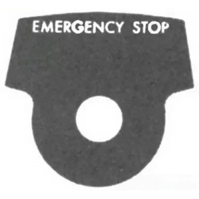 Contender Nameplate, Legend: Emergency Stop, Enclosure: NEMA 3, 7CD, 9EFG, Standard: Class I, Division 1, Groups C, D Class I, Division 2, Groups B, C, D, Class II, Division 1 And...