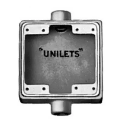 UNILETS FDC Deep Depth 2-Gang Cast Device Box, Number Of Outlet: 2, Material: Malleable Iron, Size: 1/2 IN, Cable Entry: (2) 1/2 IN Hub, Cubic Capacity: 45 CU-IN, Knockouts: No, He...