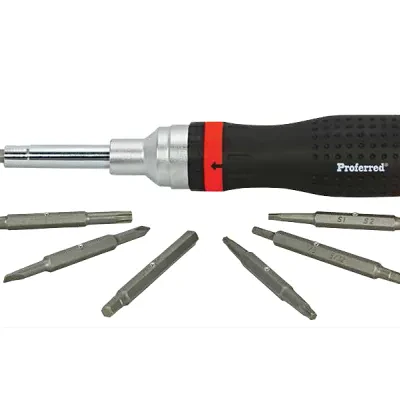 19 in 1 Ratcheting Screwdriver Drive Set, Round shank shape, #1, #2, #3 (Phillips), 3/16 IN, 1/4 IN, 5/16 in. (Slotted), T15, T20, T25, T30 (Torx), #1, #2 (Square), 1/8 IN, 5/32 IN...