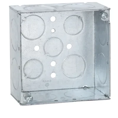 4 In. Square Boxes, 2-1/8 In. Deep - Welded with Conduit KO's 1/2-3/4-1 KO
