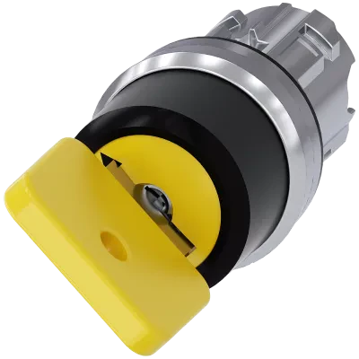 O.m.r. key-operated switch, 22mm, round, metal, shiny, lock no. 73033, yellow, with 2 keys, 2 switch positions o-i, momentary contact type, actuating angle 45 deg., 10 30h/12h, key...