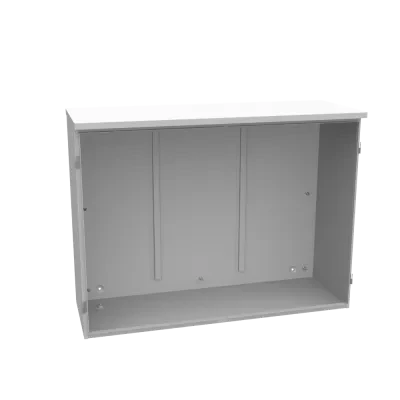36x16x48 Hinge Cover Type 3R Steel No Knockouts ANSI 61 Gray Double Doors Padlocking 3PT Handle back Panel Weld Studs Drip Shield No Center Post