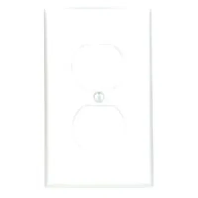 1-Gang Duplex Device Receptacle Wallplate, Standard Size, Thermoplastic Nylon, Device Mount, White