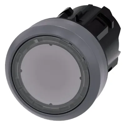 Illuminated pushbutton as indicator light, 22mm, round, plastic with metal front ring, clear, fixed button