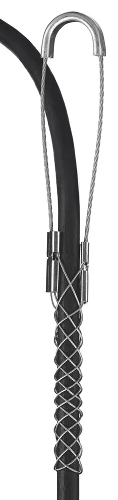 Bus Drop Support Grips, Single Eye, Split Mesh, Rod Closing, Galvanized Steel, 0.43-0.56"