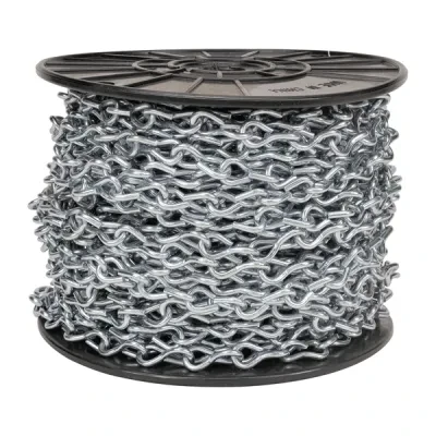 MADISON, JACK CHAIN-PLTD 100FT / ROLL JACK CHAIN - REEL BRIGHT STEEL, ZINC PLATED, 12 GAUGE, 29 LB. MAXIMUM STEEL, ZINC PLATED WIDTH = 100/ROLL MAX. REC. LOAD = 29 LBS.