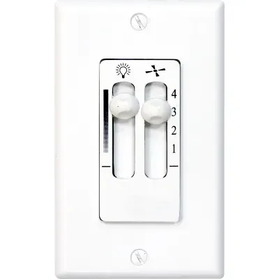 Four-speed, ceiling fan white wall control provides convenient operation for fans with pull-chain controls. Includes full-range lighting dimmer and switch plate cover. Requires two...