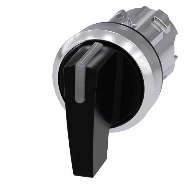SELECTOR SWITCH. CAN BE ILLUM.. 22MM. ROUND. METAL. SHINY. BLACK. LONG SELECTORSWITCH. 3 SWITCH POSITIONS I-O ( ) II. LATCHING TO THE LEFT. MOM. CONTACT TYPE TO THE RIGHT. ACTUATIN...