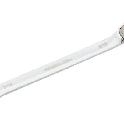 Combination Ratcheting Wrench, 5/16".  Compact reversible switch allows a 15° offset of the box end for clearance of obstacles.  5° ratcheting design for versatility and ease of us...