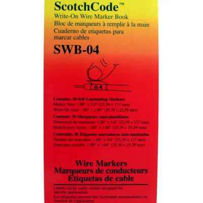 3M™ ScotchCode™ Write-On Wire Marker Books SWB contain self-laminating, write-on markers designed for small volume applications involving special or complex legends that are hand w...