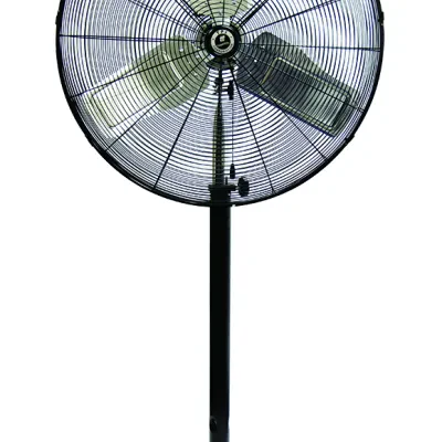 30 IN Heavy Duty Commercial Circulator, Pedestal Mount, CFM 5000 (High) 4600 (Med) 4200 (Low), 1/4 HP, 3.6 AMP, 120 V, 3 Speed, 1 PH, 3 Blades, Steel Housing Material, Aluminum Pro...