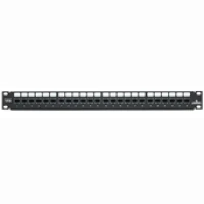 24-Port CAT 6 Quickport Standard Patch Panel, 24 Cat 6 Black Jacks Included