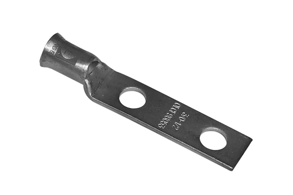 Two Hole - Short Barrel Compression Lugs, #4 Wire, 1/4" Bolt Size, Gray Color Code