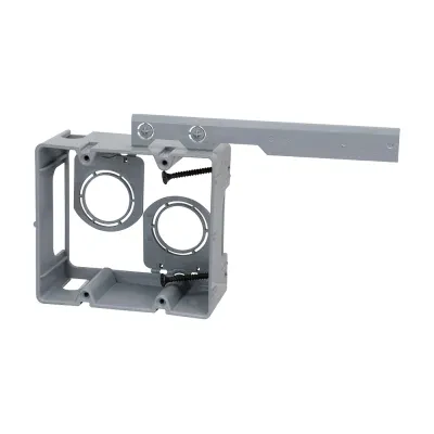 2 GANG LOW VOLTAGE DEVICE RING LOW VOLTAGE DEVICE w/ RING LEVELING TAB ALLOWS ALIGNMENT MOUNTS HORIZONTAL OR VERTICAL AVAILABLE IN 1, AND 2 GANG LEVELING TAB FEATURE ALLOWS FOR EAS...
