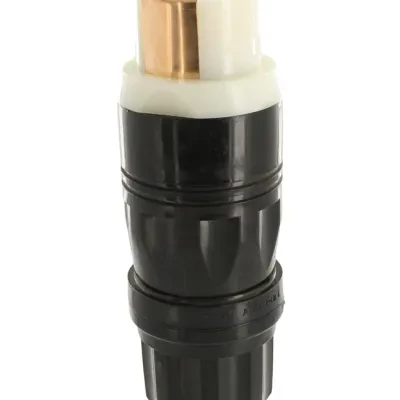 50-Amp, 125/250V AC, Non-NEMA, 3P, 4W, Black and White Locking Connector, Grounding, California-Style-CS, Screwless Cable Clamp, Black