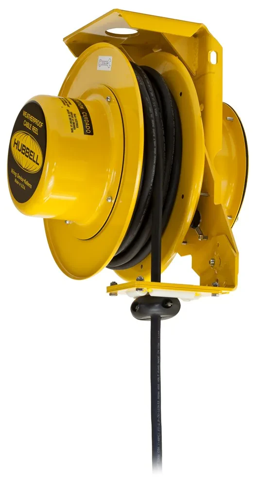 Cord and Cable Reels, Weatherproof Cord Reel, 50', 10/3 SO Cord, Yellow