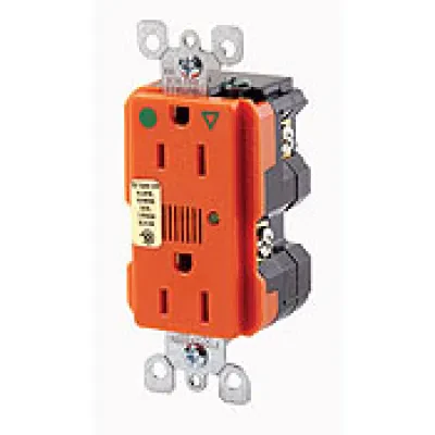 15-Amp, 125 Volt, Decora Plus Duplex Receptacle, Straight Blade, Hospital Grade, Isolated Ground, Surge with Indicator Light, Orange