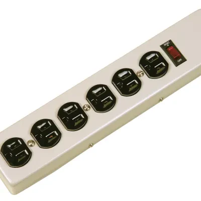 Surge Protective Devices, SPIKESHIELD TVSS Plug Strips, 6) Receptacles, Metallic Body, 1050 Joules, 6' Cord