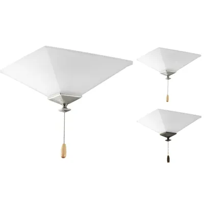 Fan Light Kit with handsome, squared escutcheon and finial which support etched glass to provide a softly diffused lighting effect. Convenient universal style comes with quick-conn...