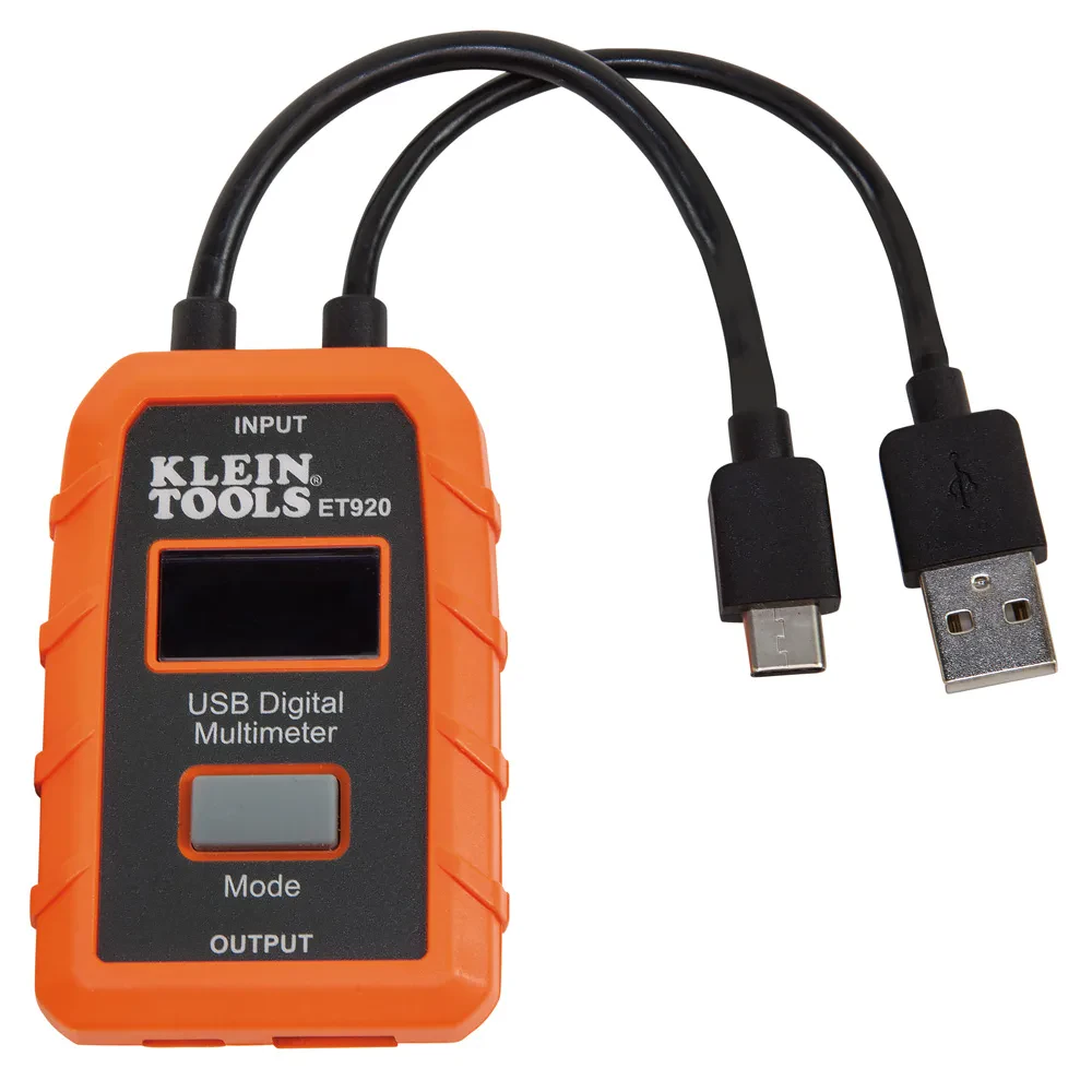 USB Digital Meter, USB-A and USB-C, 3 to 20V DC Current: 0.05 to 3A (USB-A) 3 to 20V DC Current: 0.05 to 5A (USB-C)
