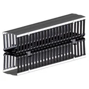 Vertical Front and Rear Cable Management, 8" Channel x 80" Long. Black Hinge Cover.