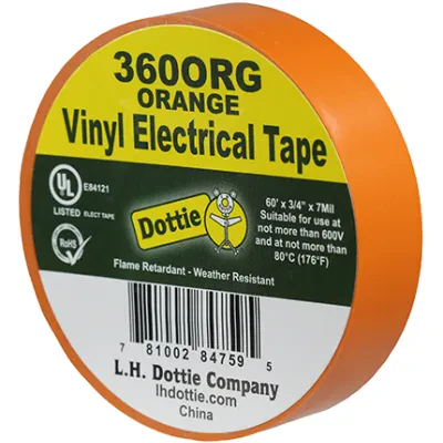 Color Coding Tape, Polyvinyl Chloride material, Orange, 60 ft. length, 3/4 in. width, 30 N/CM tensile strength, 7 mil. thickness, Steel-1.5, Backing-0.15 N/CM adhesion strength, 60...