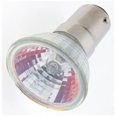 Halogen MR Lamp, Designation: 20MR11/NFL/DC, 12 V, 20 WTT, MR11 Shape, BA15d DC Bay Base, C-6 Filament, 2000 HR, 24 DEG Beam Angle, 1-5/8 IN Length, 1-3/8 IN Diameter, Lumens: 450...