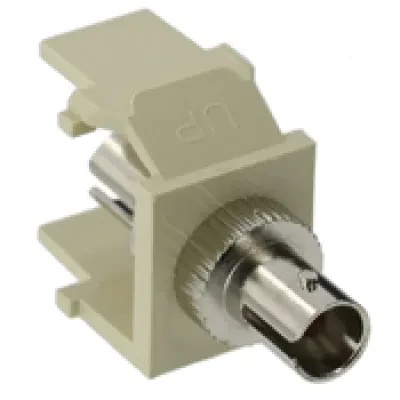 QuickPort ST Fiber Optic Adapter, MM, Phosphor Bronze Sleeve, Ivory