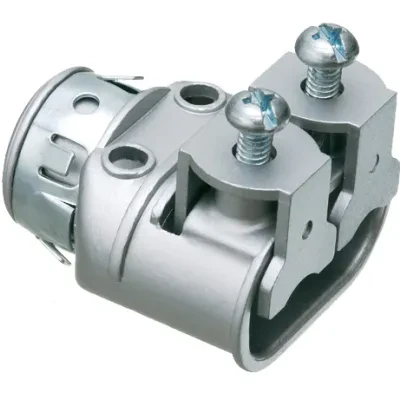 Zinc die-cast, 1/2" knockout saddle-type duplex cable connector for aluminum and steel cable. Concrete tight when taped. With independent securing of cables, you can use two differ...