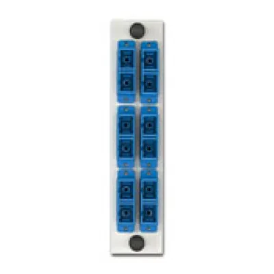 LGX 6-pk Plt w/SC Dplx Adptrs (blue),  Zirc Crm Slv, 12 Fibers, White