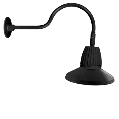 Gooseneck Style1 13W, 3000k, LED Straight Shade, Black