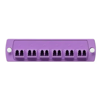 Plate - Violet. 50 µm LOMM OM4+. Duplex LC. 12-fiber. Zirconia Ceramic Sleeve