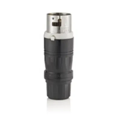 50-Amp, 125/250V AC, Non-NEMA, 3P, 4W, Black and White Locking Plug, Grounding, California-Style-CS, Screwless Cable Clamp, Black
