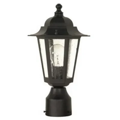 Cornerstone - 1 Light - 14 - Post Lantern - w/ Clear Seed Glass - Textured Black