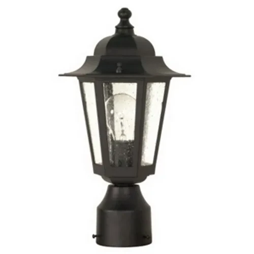Cornerstone - 1 Light - 14 - Post Lantern - w/ Clear Seed Glass - Textured Black