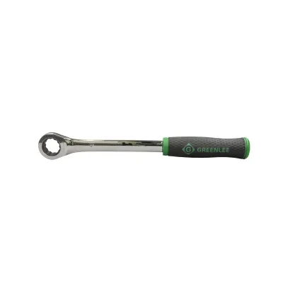 High-leverage wrench with five-degree ratcheting mechanism provides versatility and accessibility in tight spaces. The long, overmold handle offers greater leverage, comfort and gr...