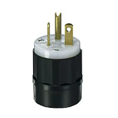 20 Amp, 250 Volt, Plug, Straight Blade, Industrial Grade, Grounding, Black-White