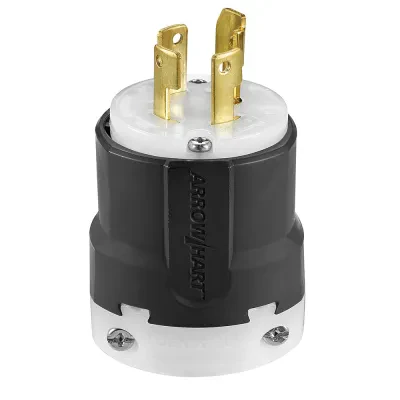 Eaton locking plug, #16-12 AWG, 30A, Industrial, 120/208V, Back wiring, Black, white, Safety grip, Non-NEMA, Four-pole, Four-wire, Glass-filled nylon, 0.63 to 1.16 in