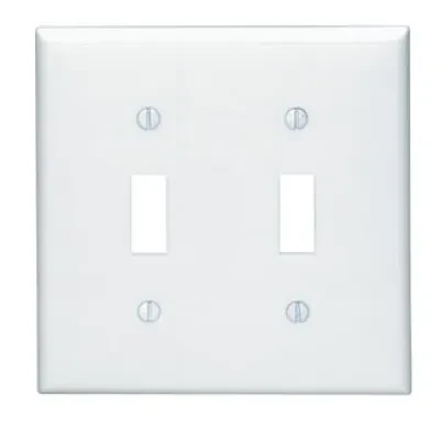 2-Gang Toggle Device Switch Wallplate, Standard Size, Thermoplastic Nylon, Device Mount, White
