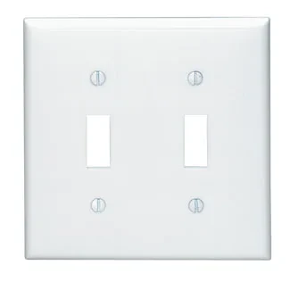 2-Gang Toggle Device Switch Wallplate, Standard Size, Thermoplastic Nylon, Device Mount, White