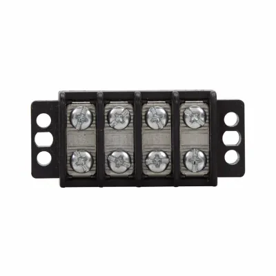 Double Row Terminal Block, 30A, Black, Four-pole, -40 to 130 Degrees C, Breakdown voltage 4800V, Barrier, 300V, Molded thermoplastic base, tin-plated brass terminal, screws shipped...