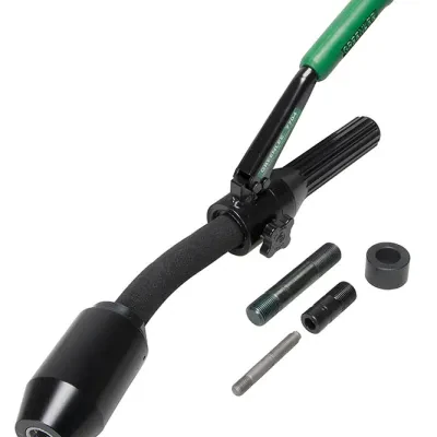 Compact design for portability and fast, easy one-person operation.  Flex Head allows for maximum flexibility in tight working areas.  Easy threading draw studs with "dog point" ti...