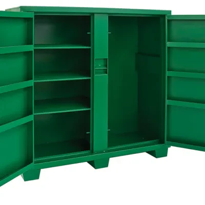 Recessed and concealed lock protector inhibits forced entry and corrosion to lock.  Flush-mounted doors.  Finger-groove door handles.  Front-door storage.  Hemmed (reinforced) high...