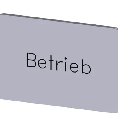 LABELING PLATE SNAP-ON OR SELF-ADHESIVE FOR LABEL HOLDER, LABEL SIZE 17.5 X 27MM, LABEL SILVER, LETTERING BLACK, WITH INSCRIPTION BETRIEB