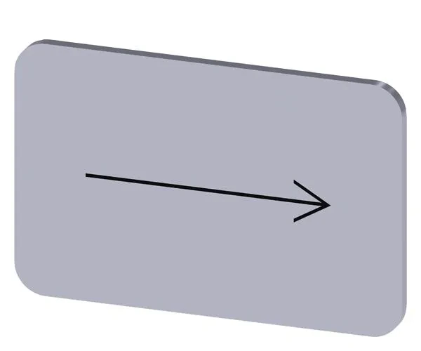 LABELING PLATE SNAP-ON OR SELF-ADHESIVE FOR LABEL HOLDER, LABEL SIZE 17.5 X 27MM, LABEL SILVER, LETTERING BLACK, WITH GRAPHIC SYMBOL ARROW TO THE RIGHT