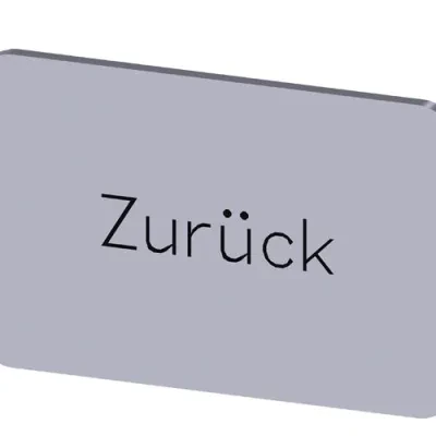 LABELING PLATE SNAP-ON OR SELF-ADHESIVE FOR LABEL HOLDER, LABEL SIZE 17.5 X 27MM, LABEL SILVER, LETTERING BLACK, WITH INSCRIPTION ZURUECK